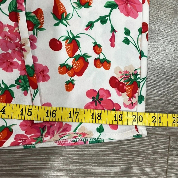 NWOT Ann Taylor Petite Floral Strawberry Mixed Media Ruffle Sleeve Tie Neck XXSP - Picture 13 of 16